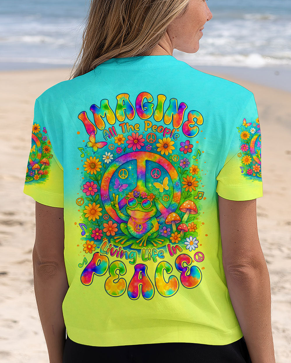 IMAGINE ALL THE PEOPLE LIVING LIFE IN PEACE FROG  ALL OVER PRINT   - TLTR1804251