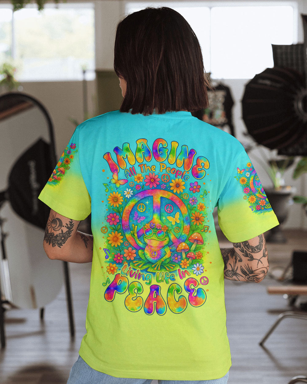 IMAGINE ALL THE PEOPLE LIVING LIFE IN PEACE FROG  ALL OVER PRINT   - TLTR1804251