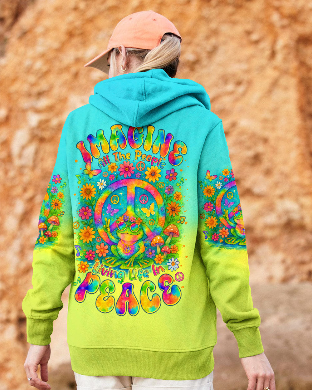 IMAGINE ALL THE PEOPLE LIVING LIFE IN PEACE FROG  ALL OVER PRINT   - TLTR1804251