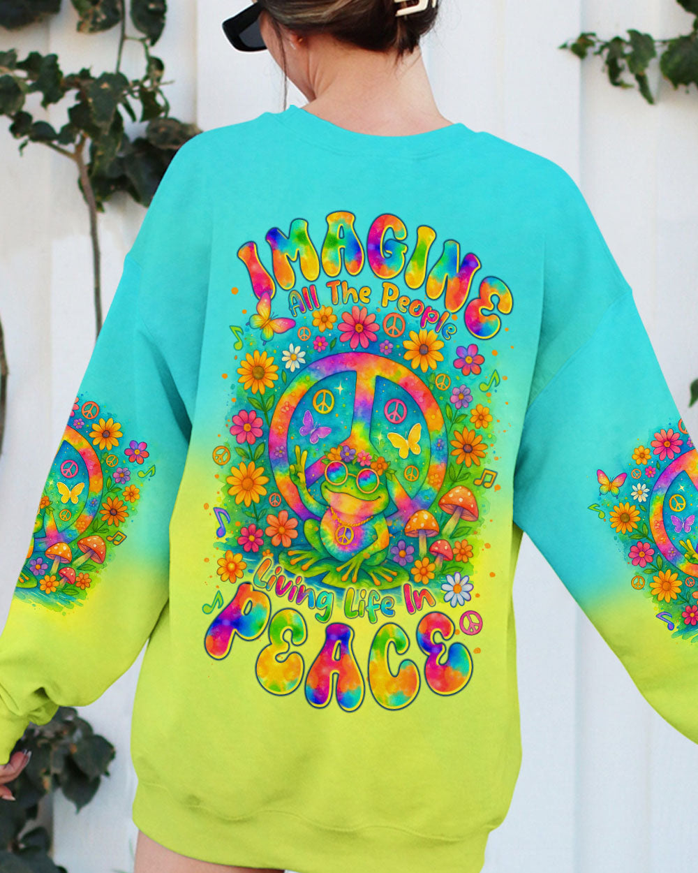 IMAGINE ALL THE PEOPLE LIVING LIFE IN PEACE FROG  ALL OVER PRINT   - TLTR1804251