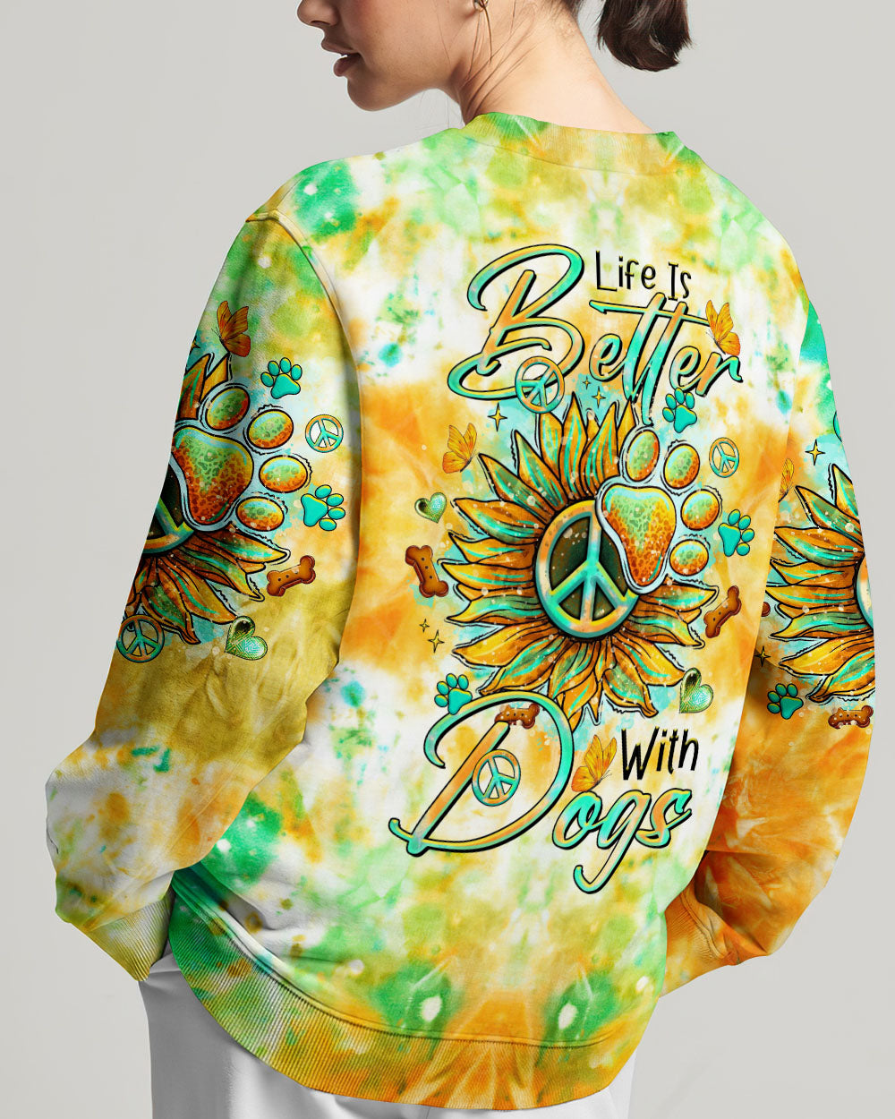 LIFE IS BETTER WITH DOGS SUNFLOWER ALL OVER PRINT - TLTR1906242