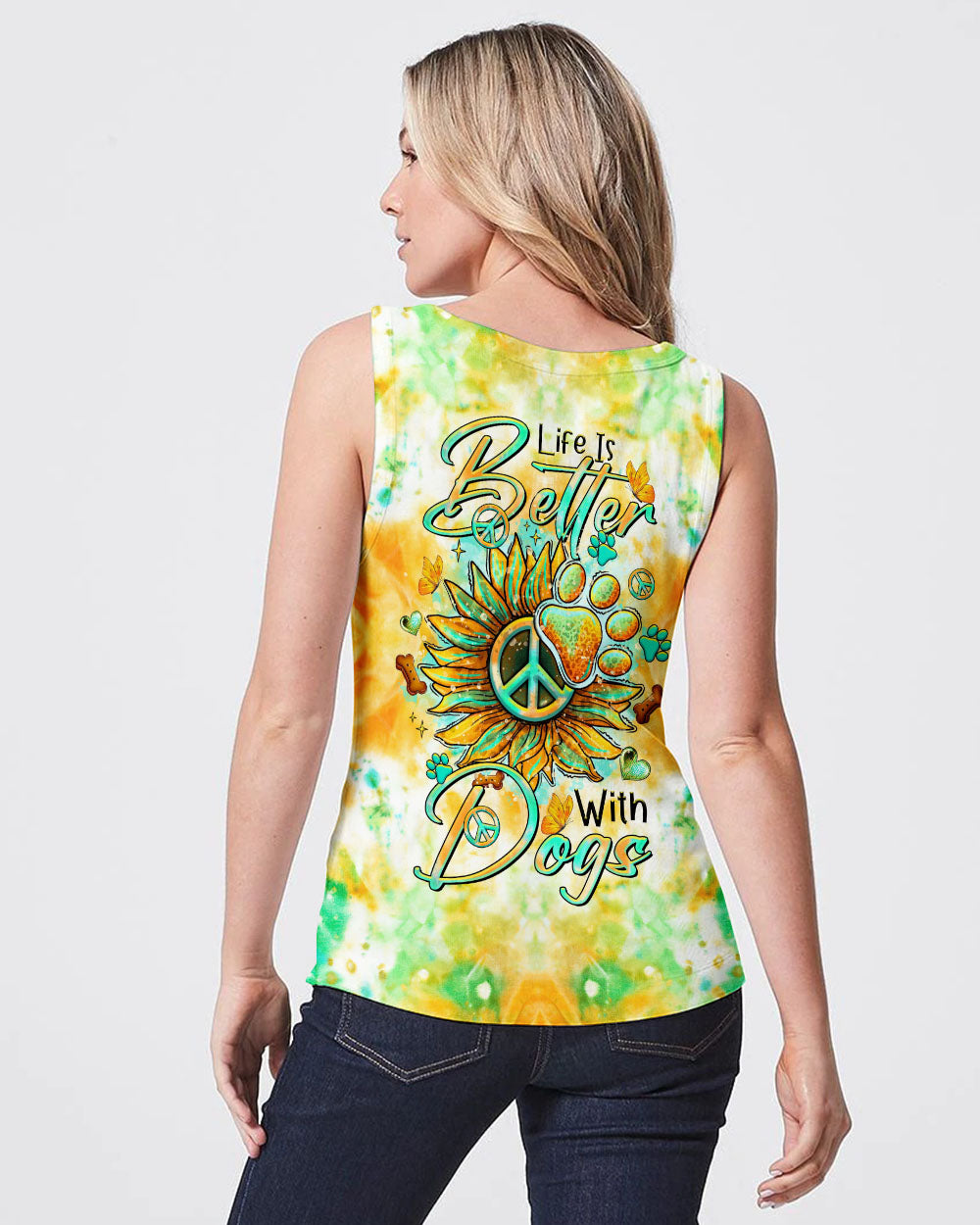 LIFE IS BETTER WITH DOGS SUNFLOWER ALL OVER PRINT - TLTR1906242