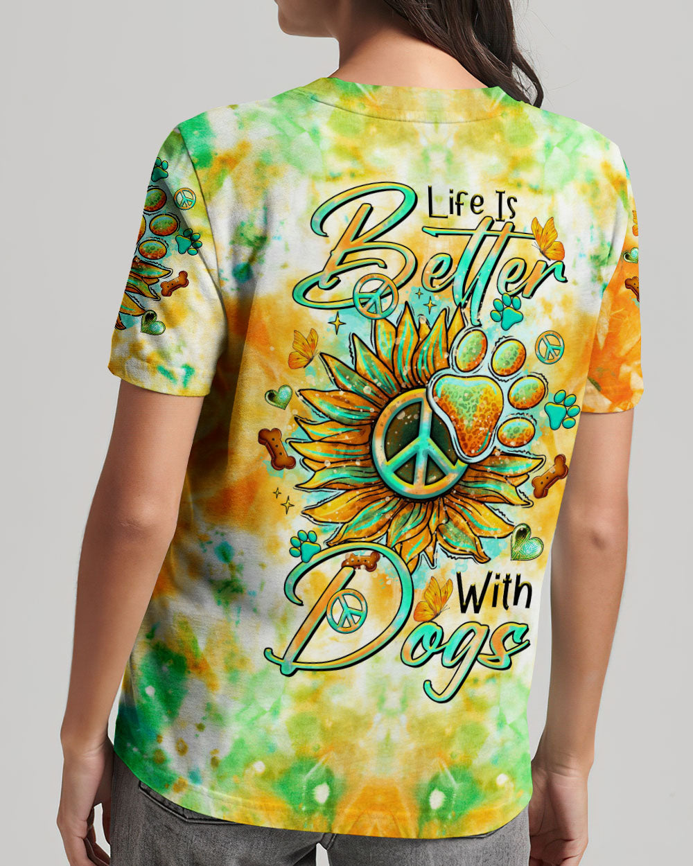 LIFE IS BETTER WITH DOGS SUNFLOWER ALL OVER PRINT - TLTR1906242