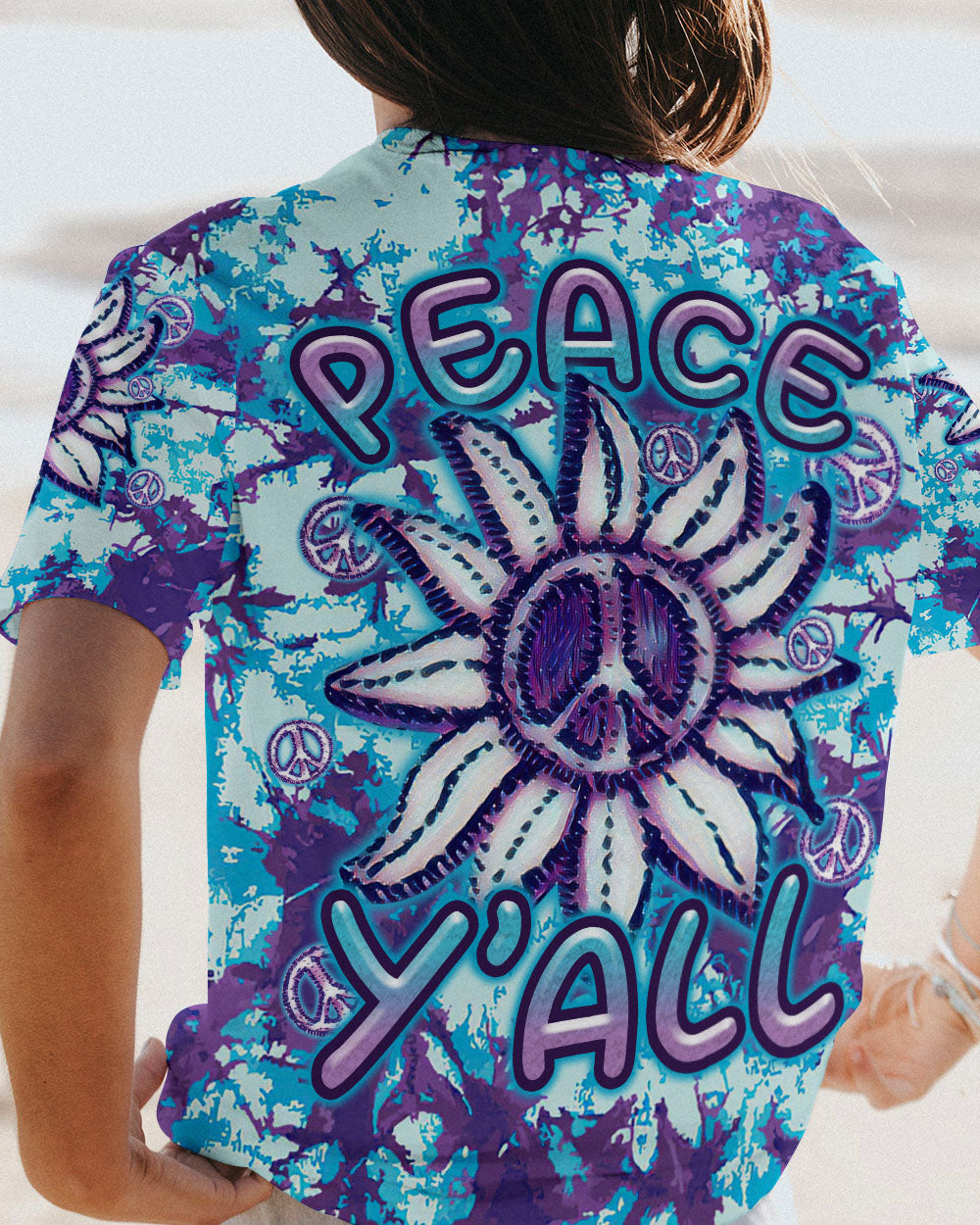 PEACE Y'ALL SUNFLOWER ALL OVER PRINT - TLTR2006234