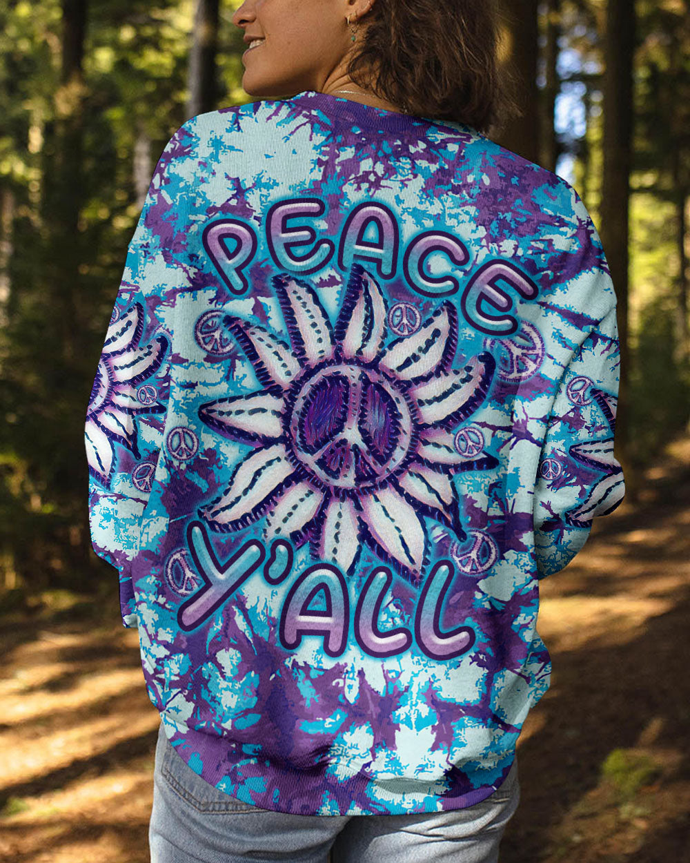 PEACE Y'ALL SUNFLOWER ALL OVER PRINT - TLTR2006234