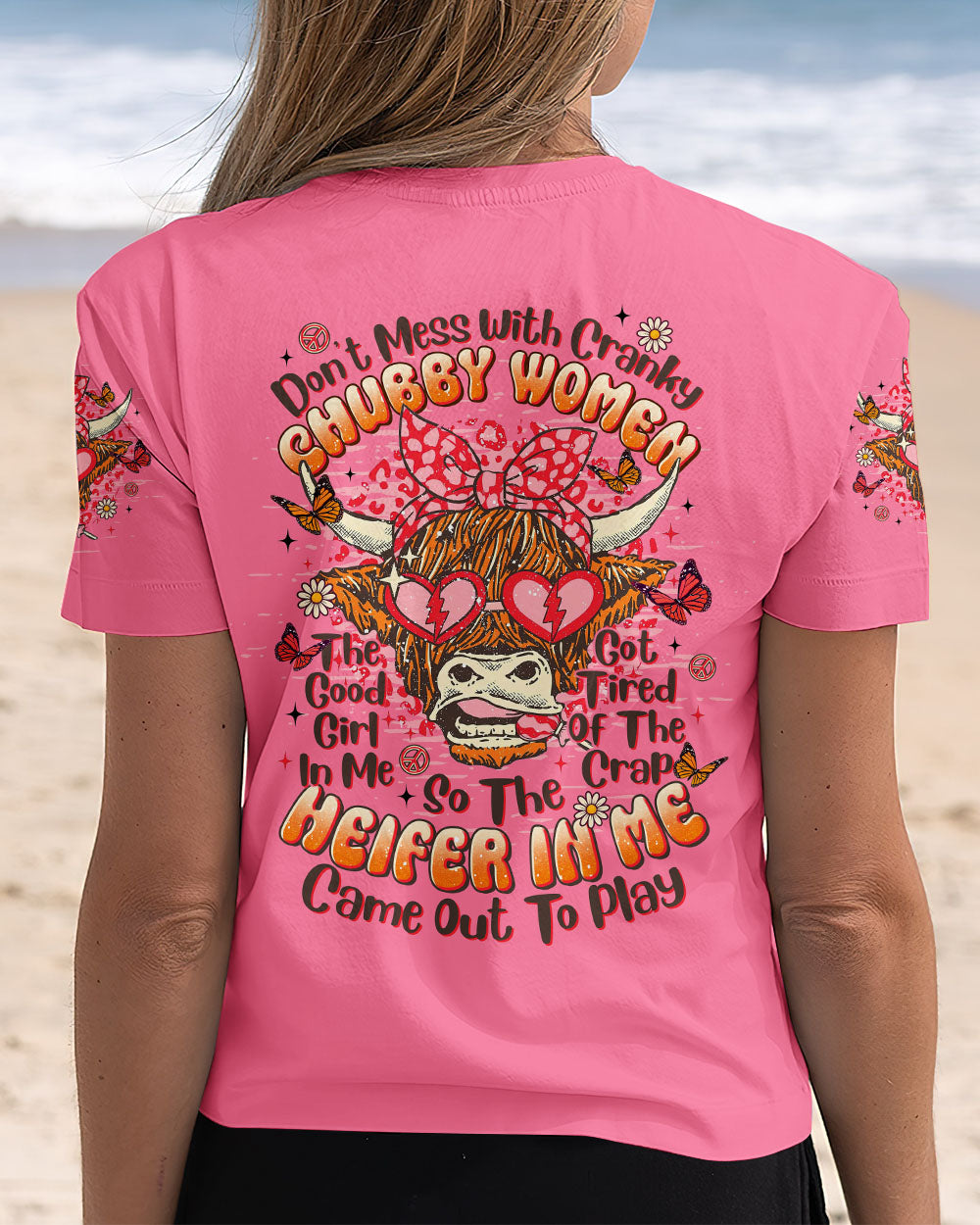 DON'T MESS WITH CRANKY CHUBBY WOMEN COW ALL OVER PRINT - TLTR2009251