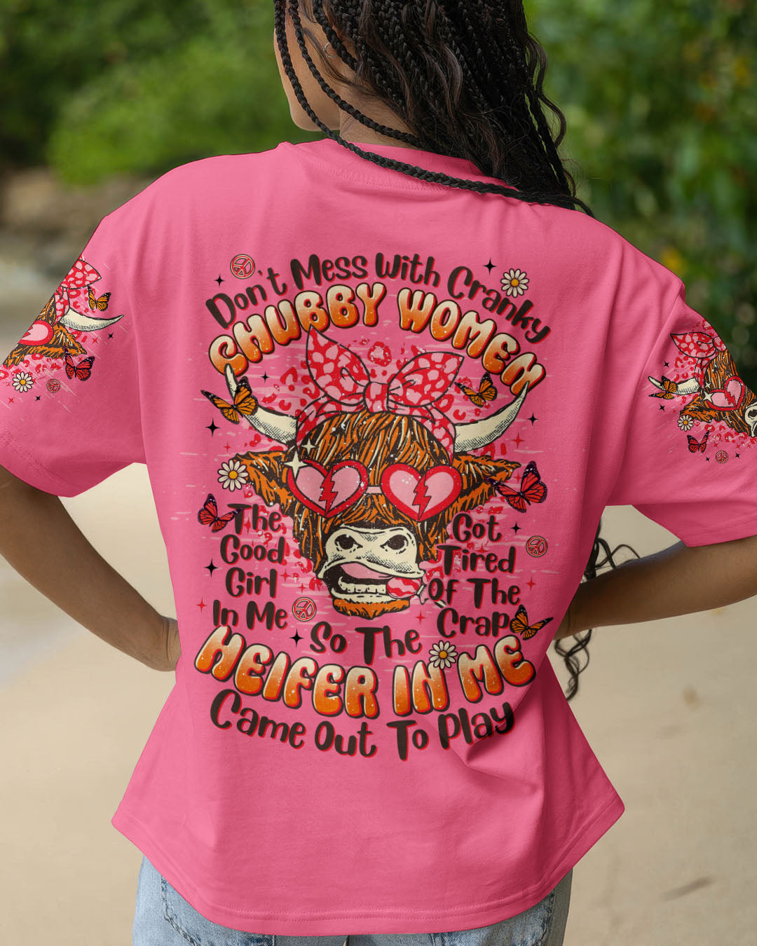 DON'T MESS WITH CRANKY CHUBBY WOMEN COW ALL OVER PRINT - TLTR2009251