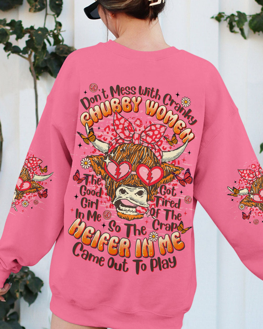 DON'T MESS WITH CRANKY CHUBBY WOMEN COW ALL OVER PRINT - TLTR2009251
