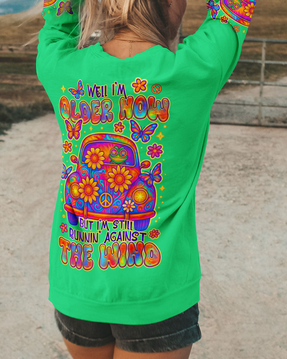 RUNNING AGAINST THE WIND CAR TIE DYE FROG ALL OVER PRINT - TLTR2205253