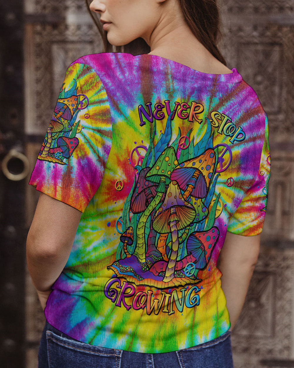 NEVER STOP GROWING MUSHROOM TIE DYE ALL OVER PRINT - TLTR2206231