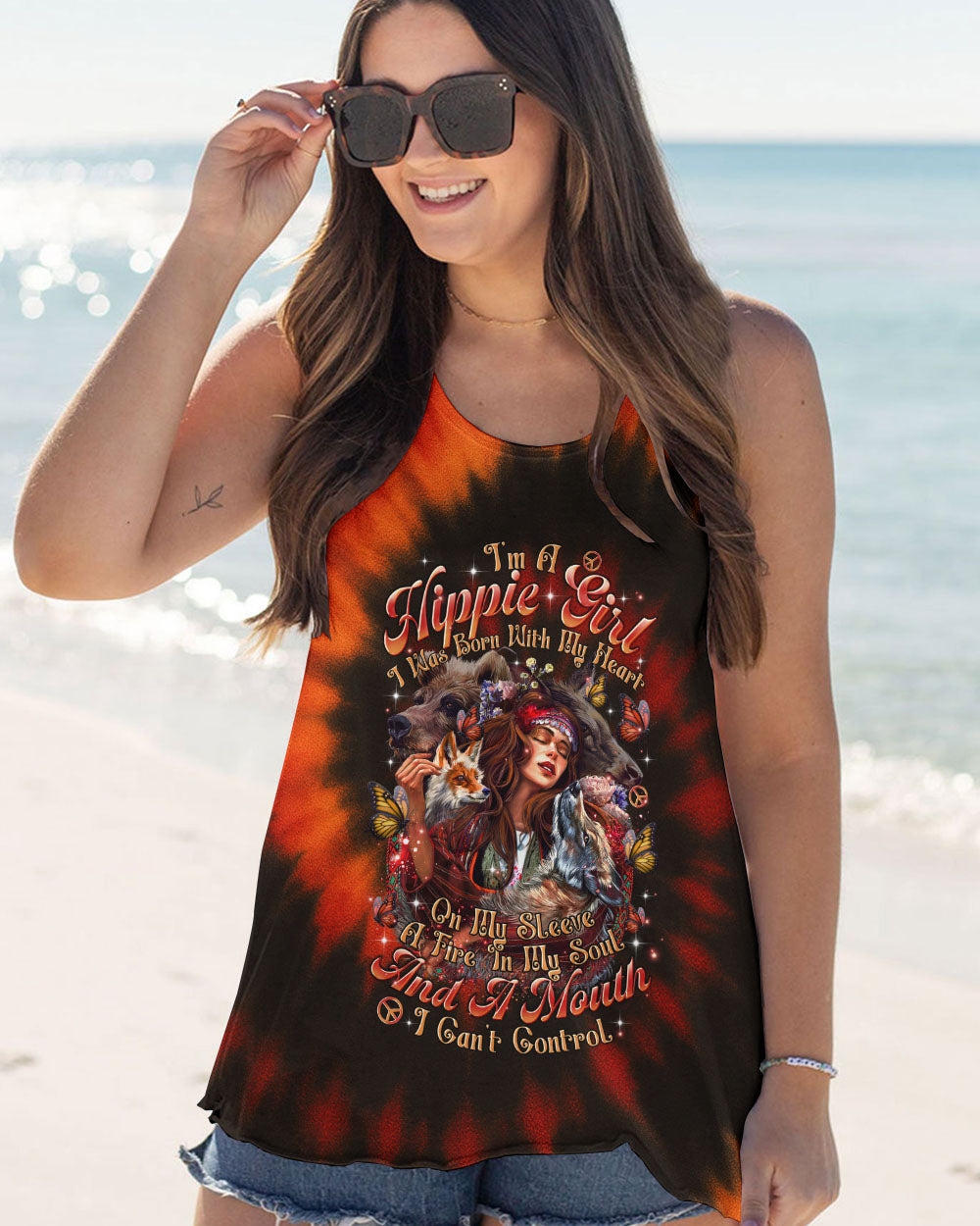 I'M A HIPPIE GIRL WOLF TIE DYE ALL OVER PRINT -  TLTR2306251