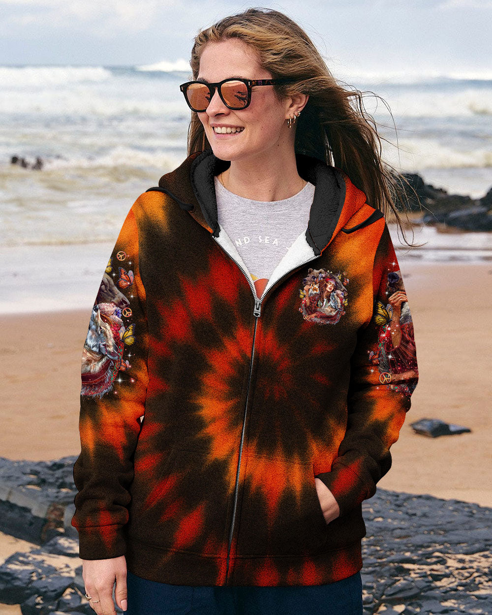 I'M A HIPPIE GIRL WOLF TIE DYE ALL OVER PRINT -  TLTR2306251