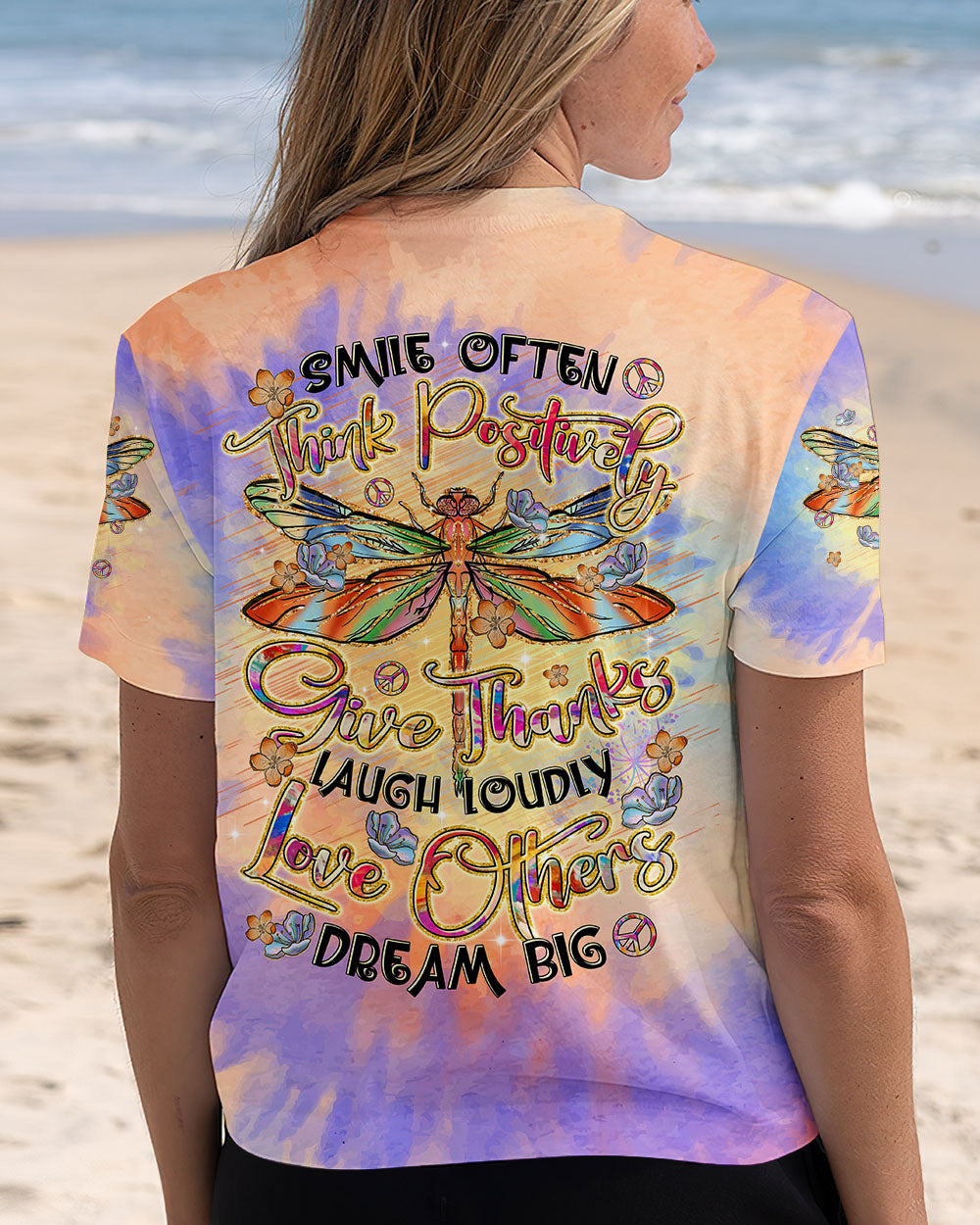 SMILE OFTEN THINK POSITIVELY DRAGONFLY ALL OVER PRINT - TLTR2312242