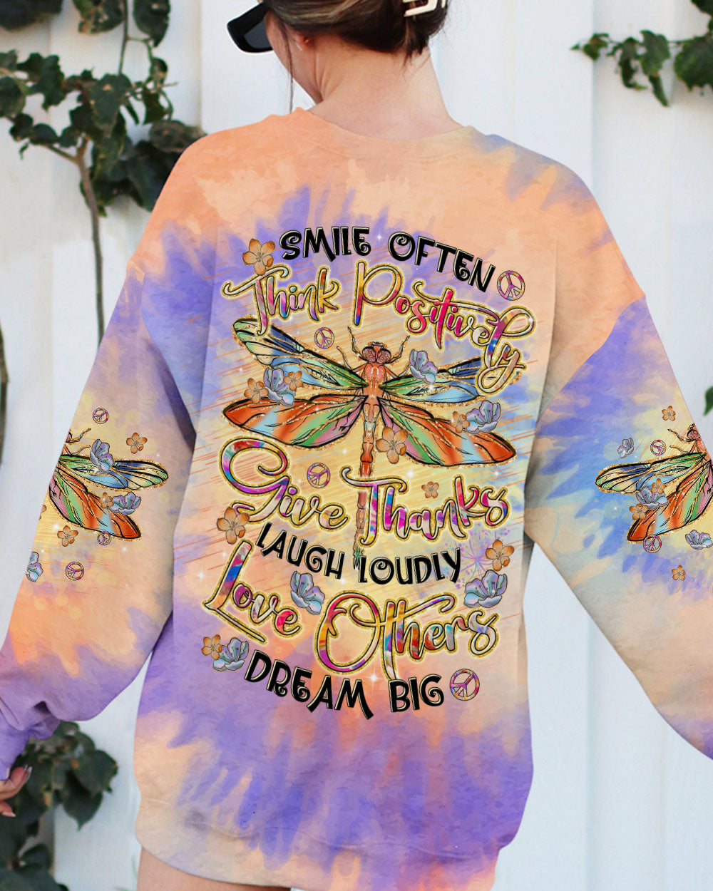 SMILE OFTEN THINK POSITIVELY DRAGONFLY ALL OVER PRINT - TLTR2312242