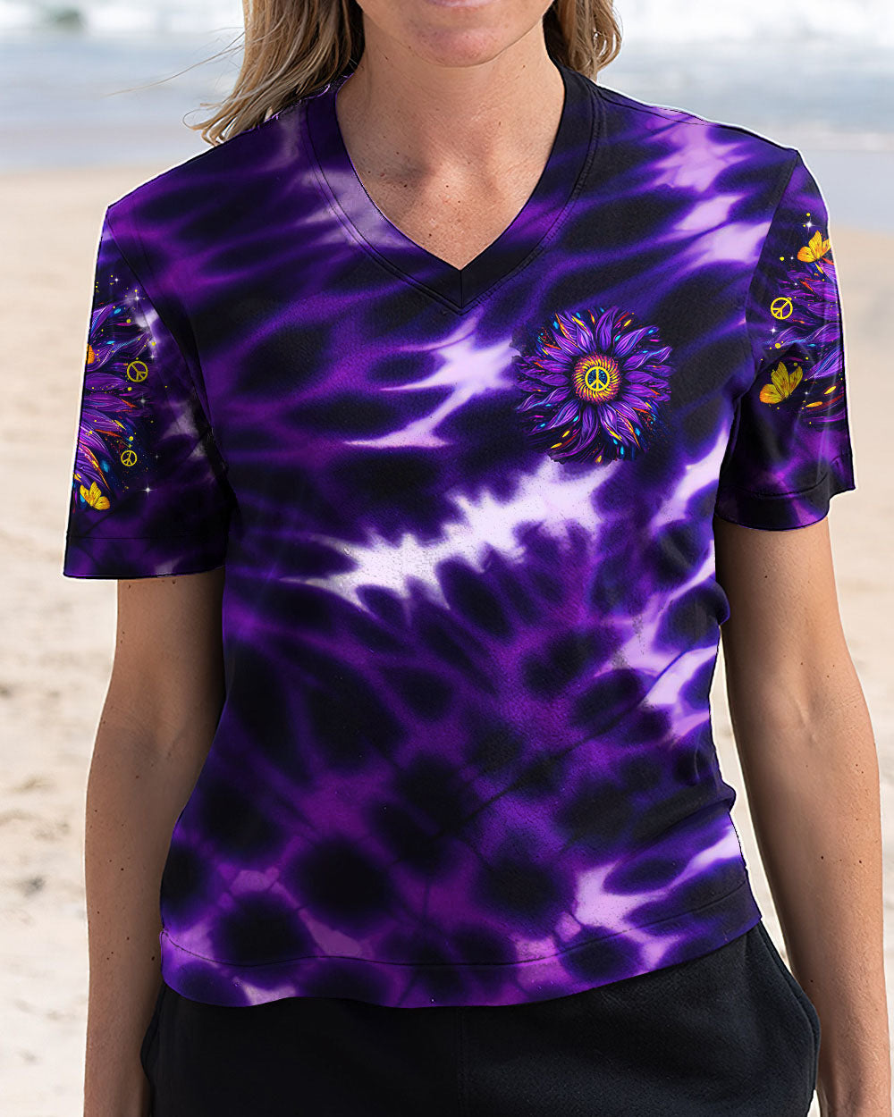 PEACE Y'ALL SUNFLOWER TIE DYE ALL OVER PRINT  - TLTR2402254