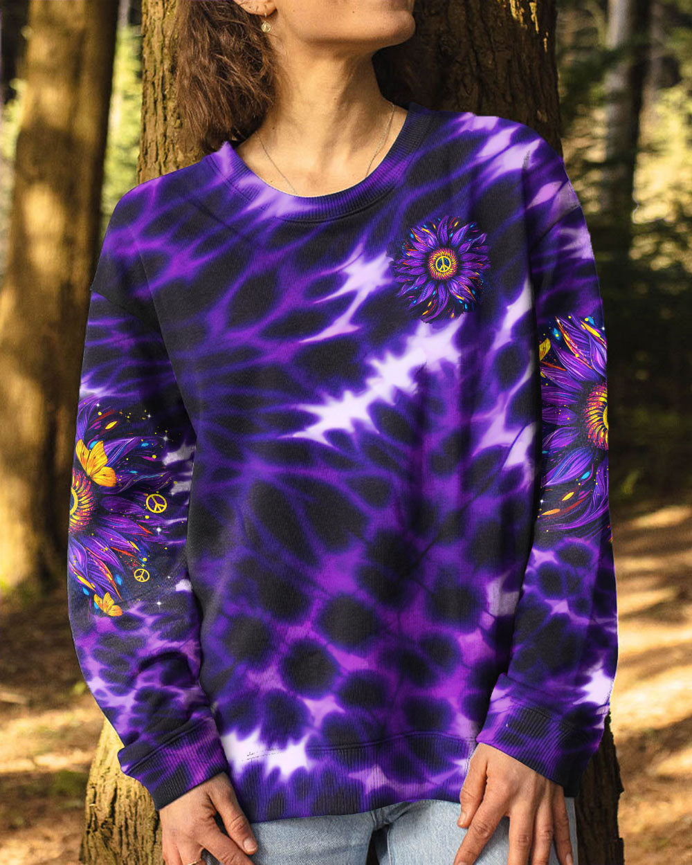 PEACE Y'ALL SUNFLOWER TIE DYE ALL OVER PRINT  - TLTR2402254