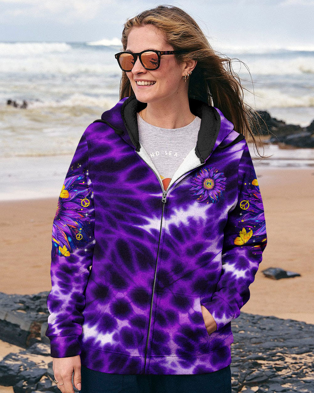 PEACE Y'ALL SUNFLOWER TIE DYE ALL OVER PRINT  - TLTR2402254
