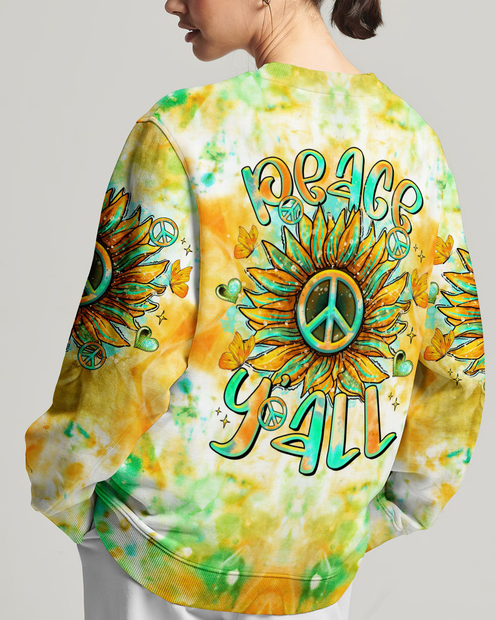PEACE Y'ALL SUNFLOWER ALL OVER PRINT - TLTR2606243
