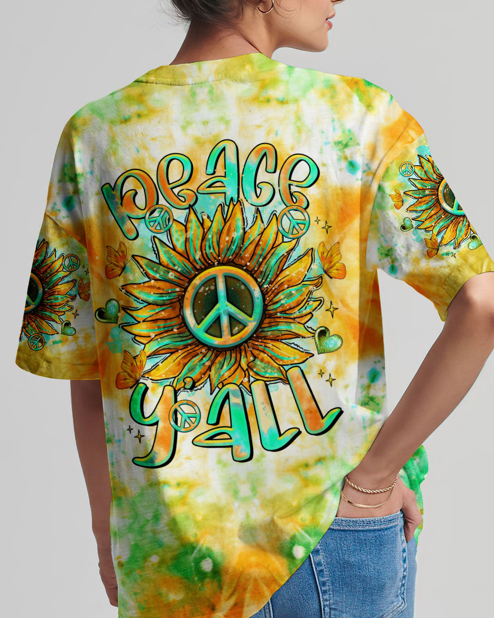 PEACE Y'ALL SUNFLOWER ALL OVER PRINT - TLTR2606243