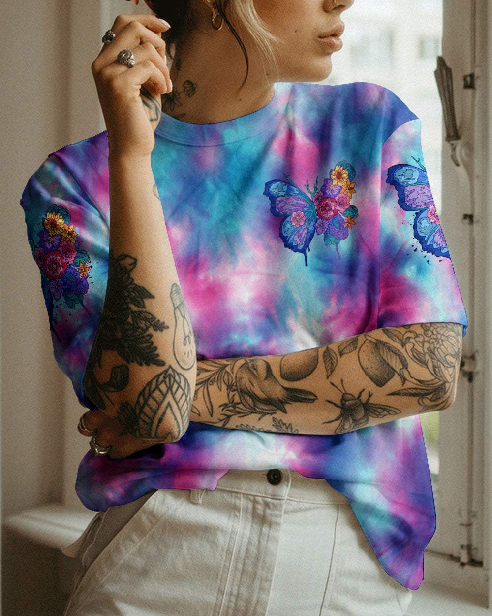 IF NOTHING EVER CHANGED BUTTERFLY TIE DYE ALL OVER PRINT - TLTR2607234