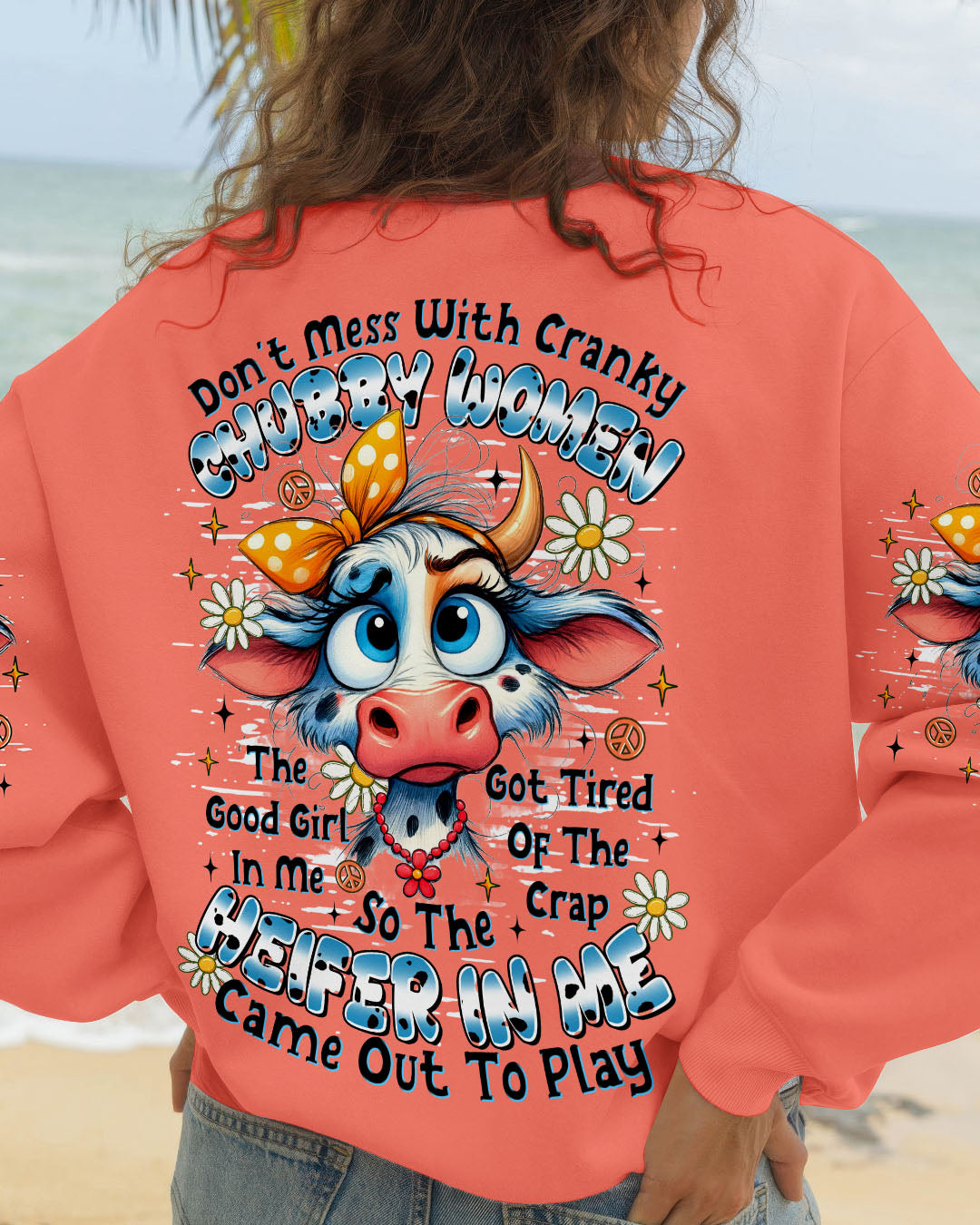 DON'T MESS WITH CRANKY CHUBBY WOMEN COW ALL OVER PRINT - TLTR2609252