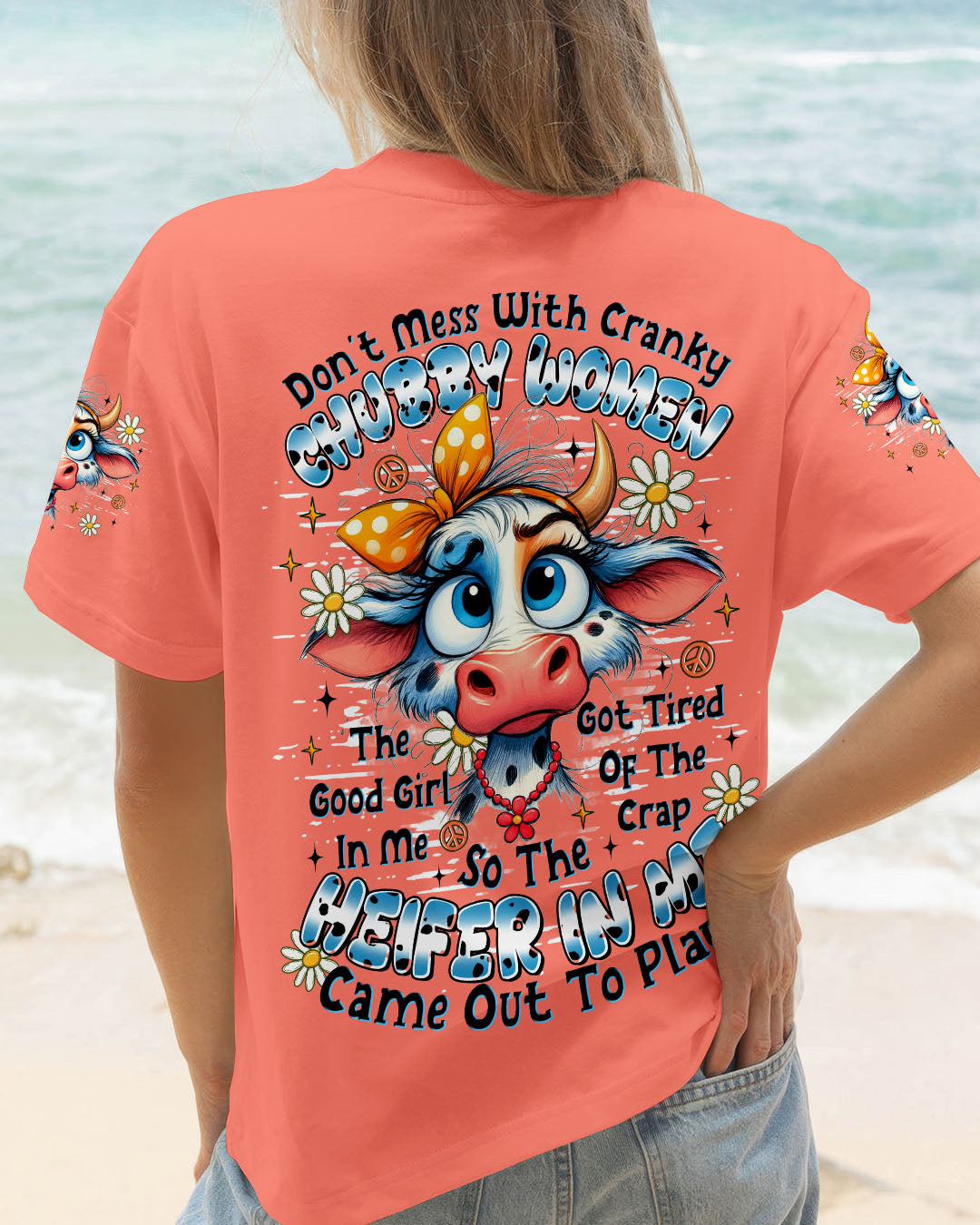 DON'T MESS WITH CRANKY CHUBBY WOMEN COW ALL OVER PRINT - TLTR2609252