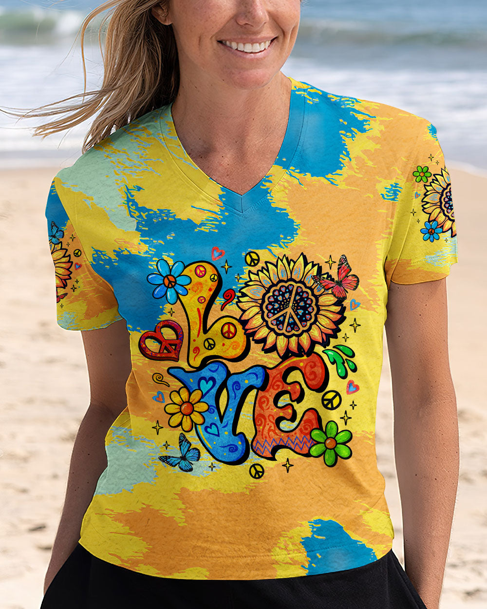 LOVE HIPPIE SUNFLOWER ALL OVER PRINT - TLTR2804252