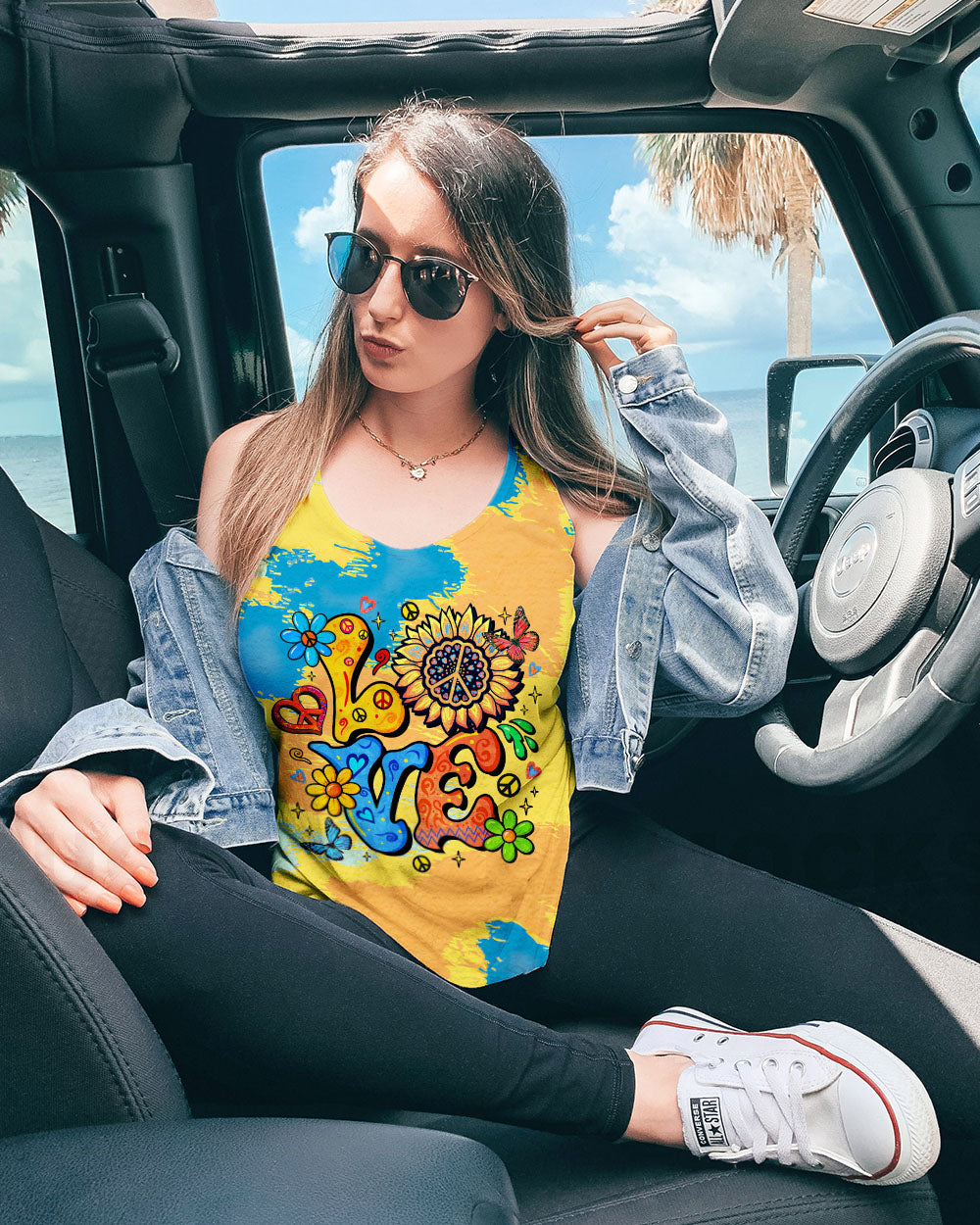LOVE HIPPIE SUNFLOWER ALL OVER PRINT - TLTR2804252