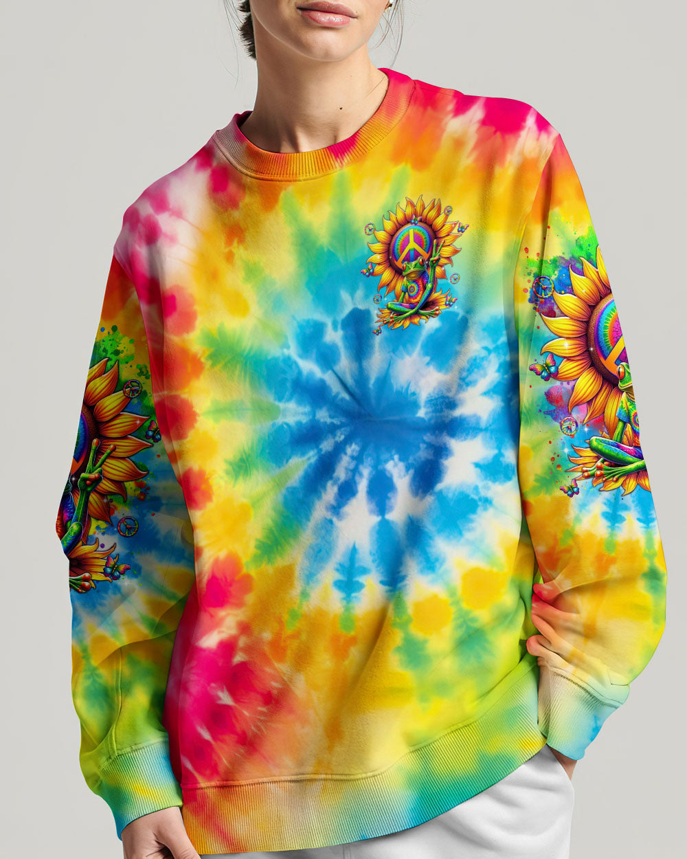 BE YOU THE WORLD WILL ADJUST FROG SUNFLOWER ALL OVER PRINT - TLTR2806241