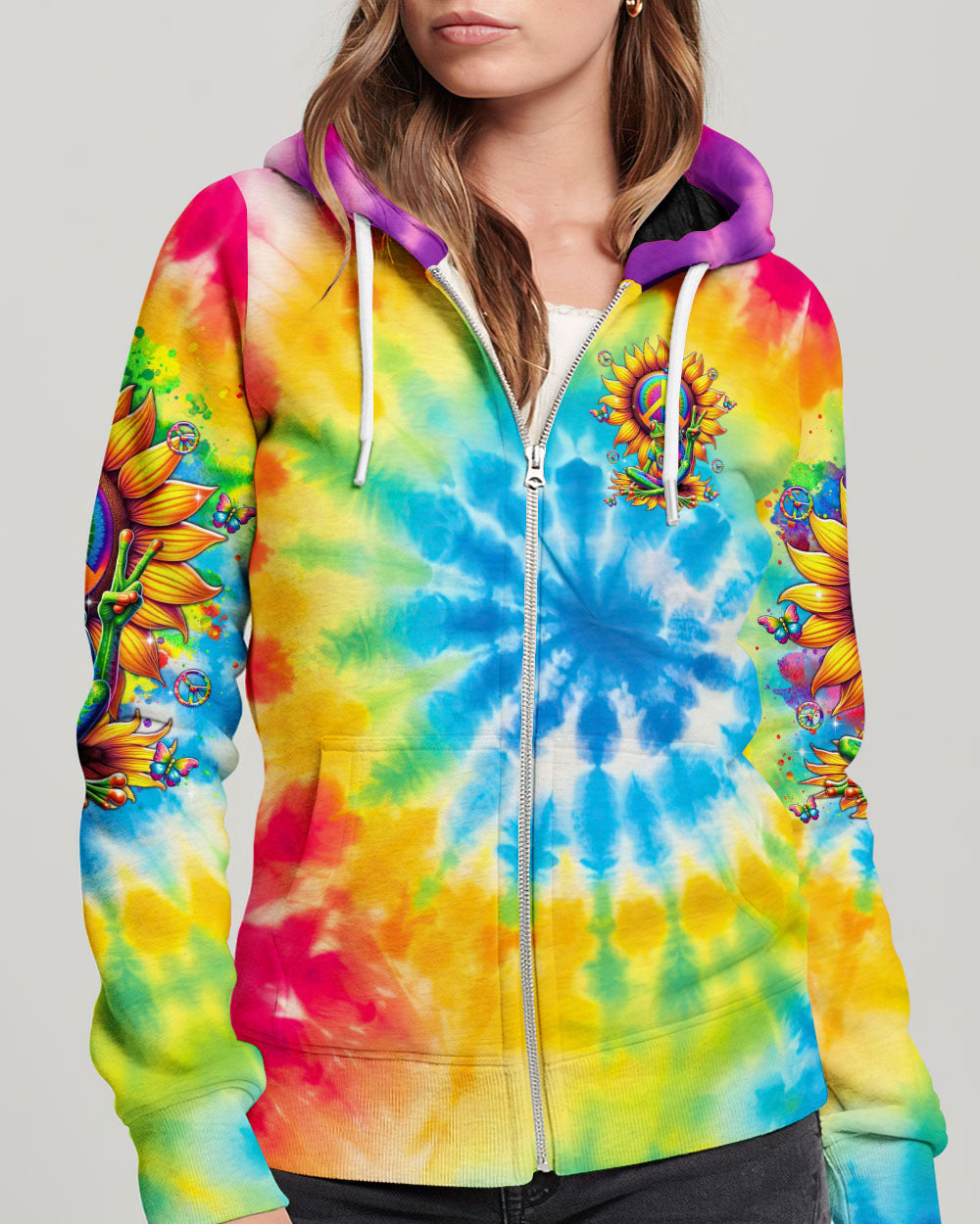 BE YOU THE WORLD WILL ADJUST FROG SUNFLOWER ALL OVER PRINT - TLTR2806241