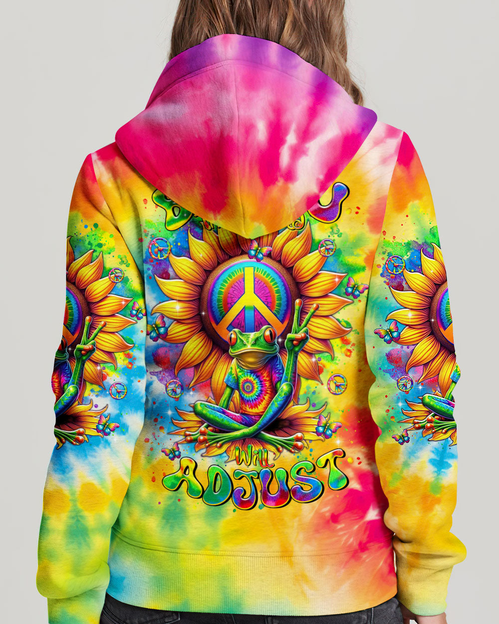 BE YOU THE WORLD WILL ADJUST FROG SUNFLOWER ALL OVER PRINT - TLTR2806241