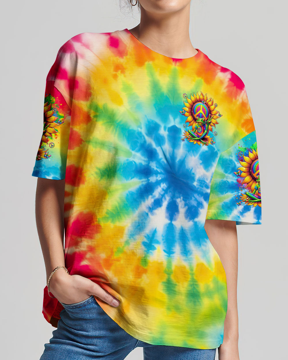 BE YOU THE WORLD WILL ADJUST FROG SUNFLOWER ALL OVER PRINT - TLTR2806241