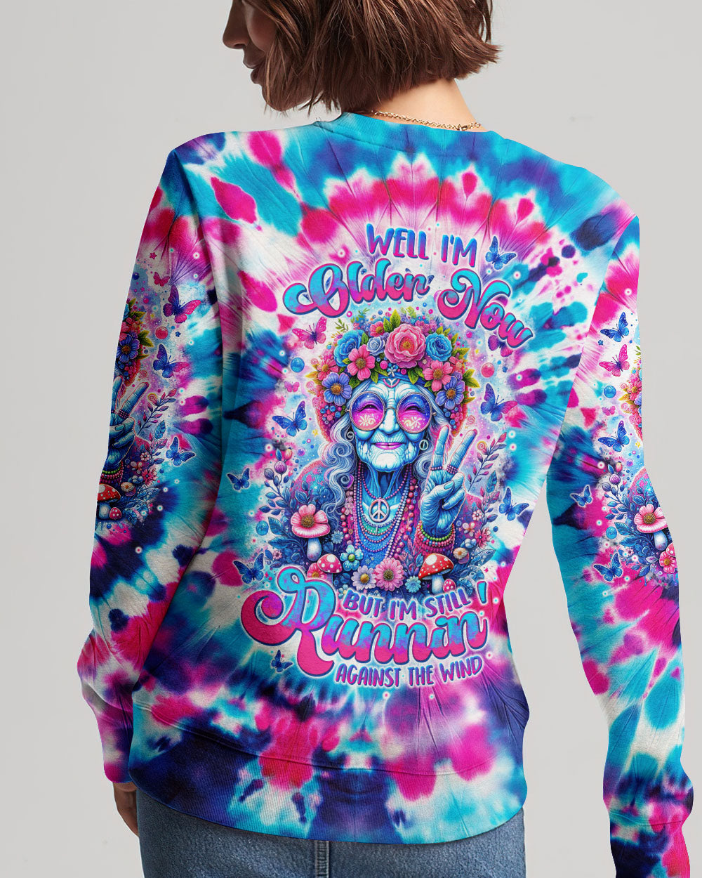 RUNNING AGAINST THE WIND OLD LADY TIE DYE ALL OVER PRINT - TLTW0102243