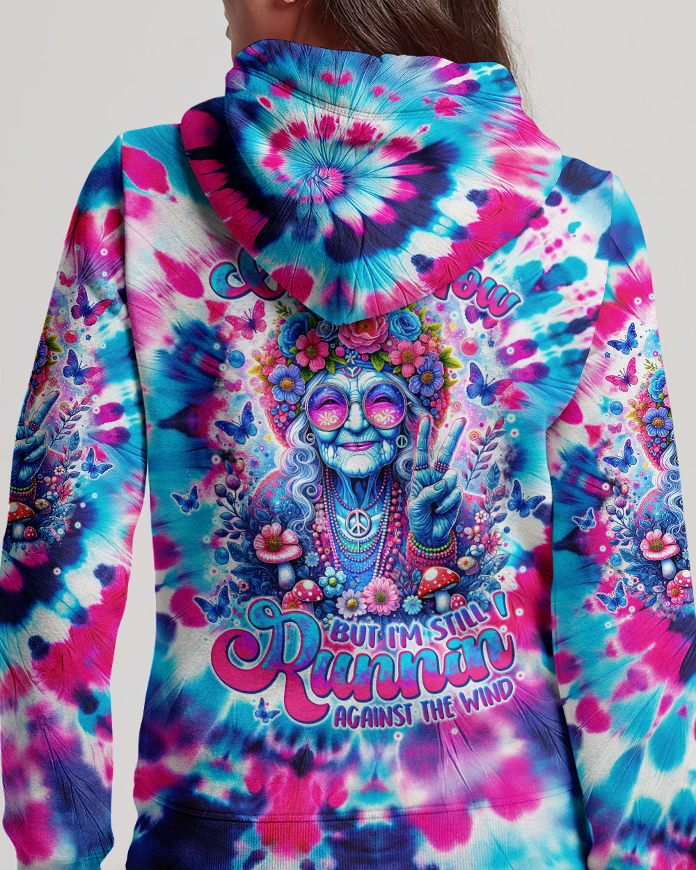 RUNNING AGAINST THE WIND OLD LADY TIE DYE ALL OVER PRINT - TLTW0102243