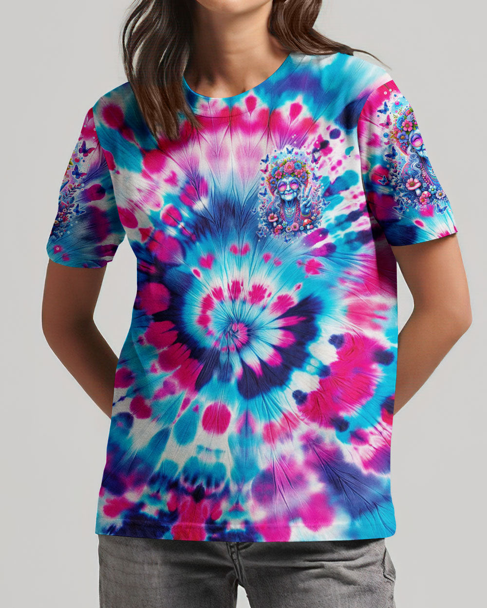 RUNNING AGAINST THE WIND OLD LADY TIE DYE ALL OVER PRINT - TLTW0102243