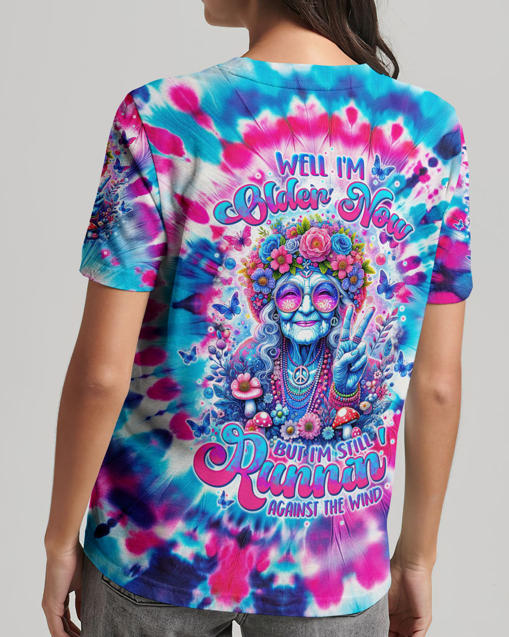 RUNNING AGAINST THE WIND OLD LADY TIE DYE ALL OVER PRINT - TLTW0102243