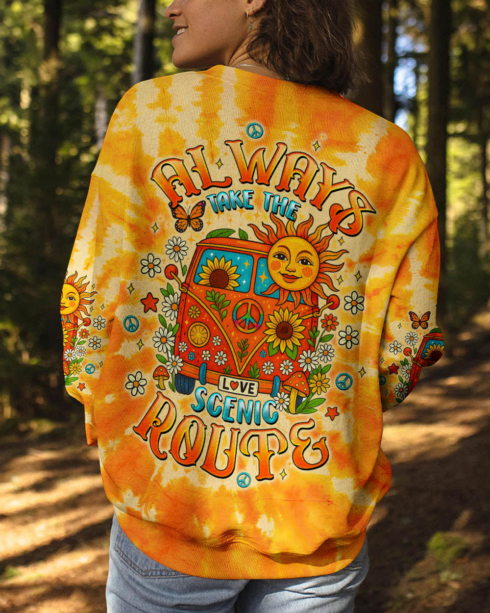 ALWAYS TAKE THE SCENIC ROUTE TIE DYE BUS ALL OVER PRINT - TLTW0207254