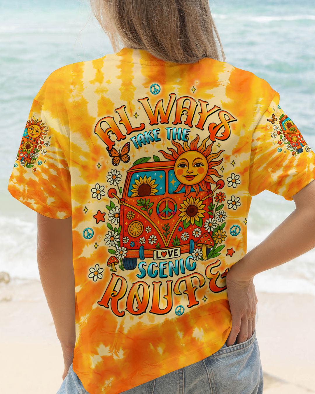 ALWAYS TAKE THE SCENIC ROUTE TIE DYE BUS ALL OVER PRINT - TLTW0207254