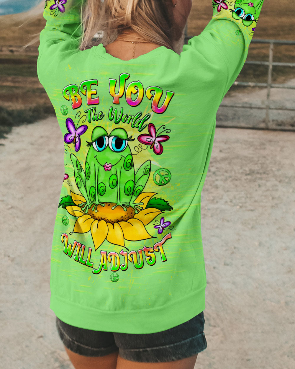 BE YOU THE WORLD WILL ADJUST FROG ALL OVER PRINT  - TLTW0212244