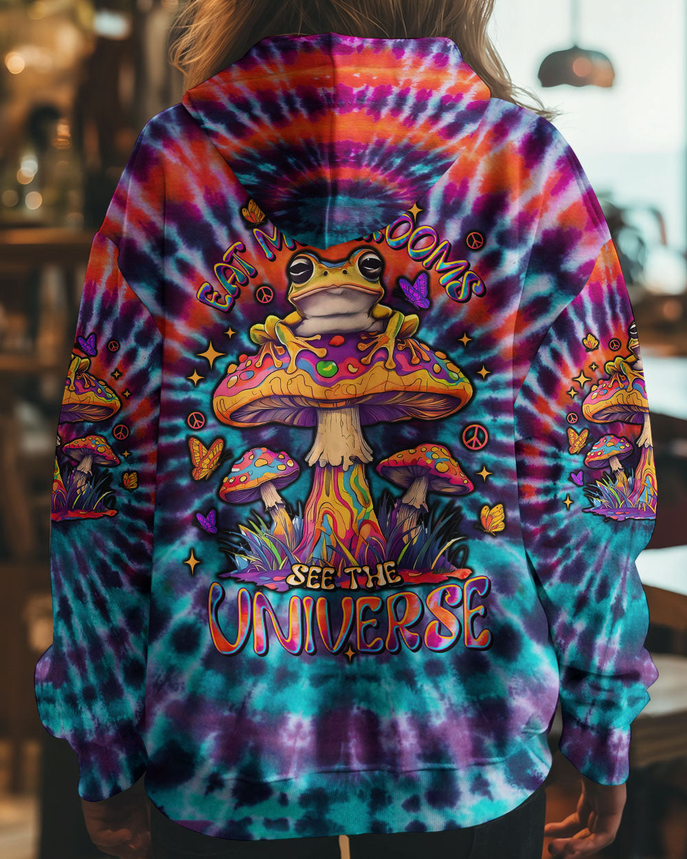 EAT MUSHROOMS SEE THE UNIVERSE FROG TIE DYE ALL OVER PRINT  - TLTW0302251
