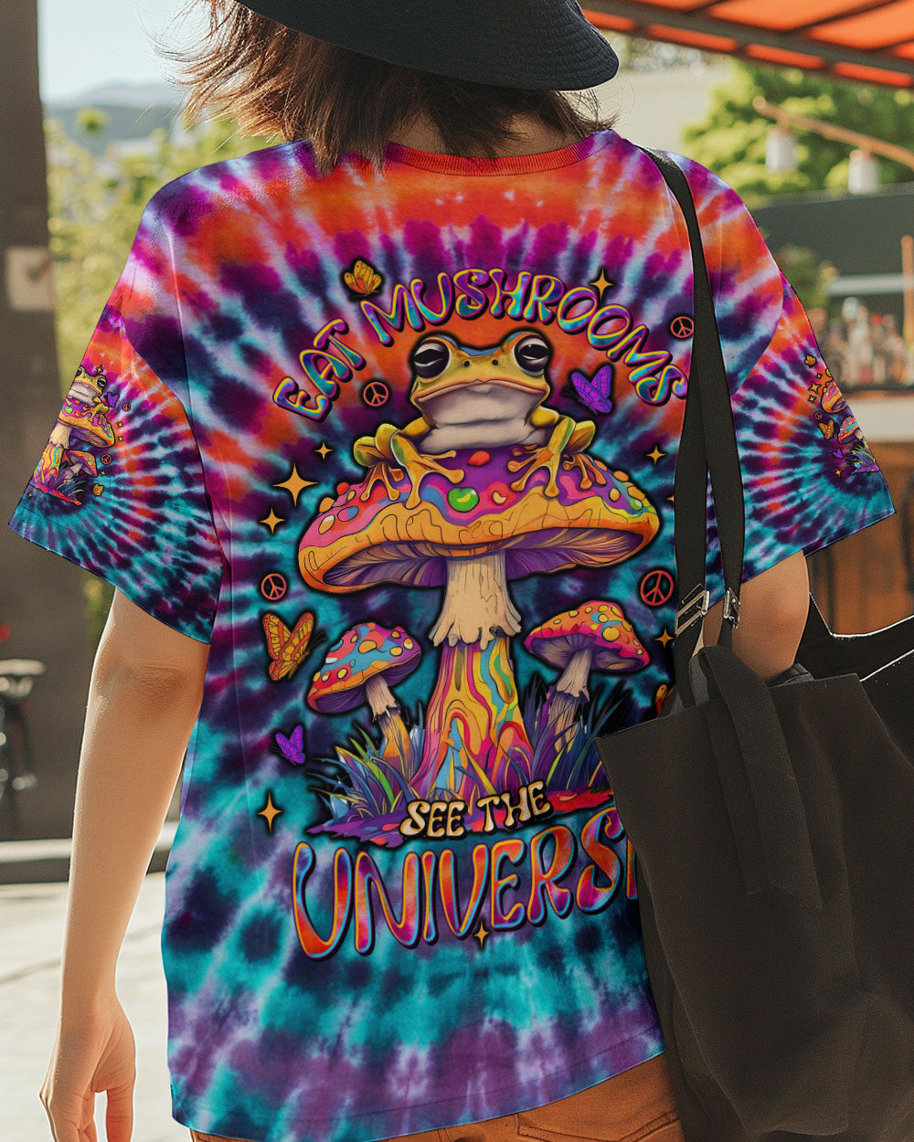 EAT MUSHROOMS SEE THE UNIVERSE FROG TIE DYE ALL OVER PRINT  - TLTW0302251