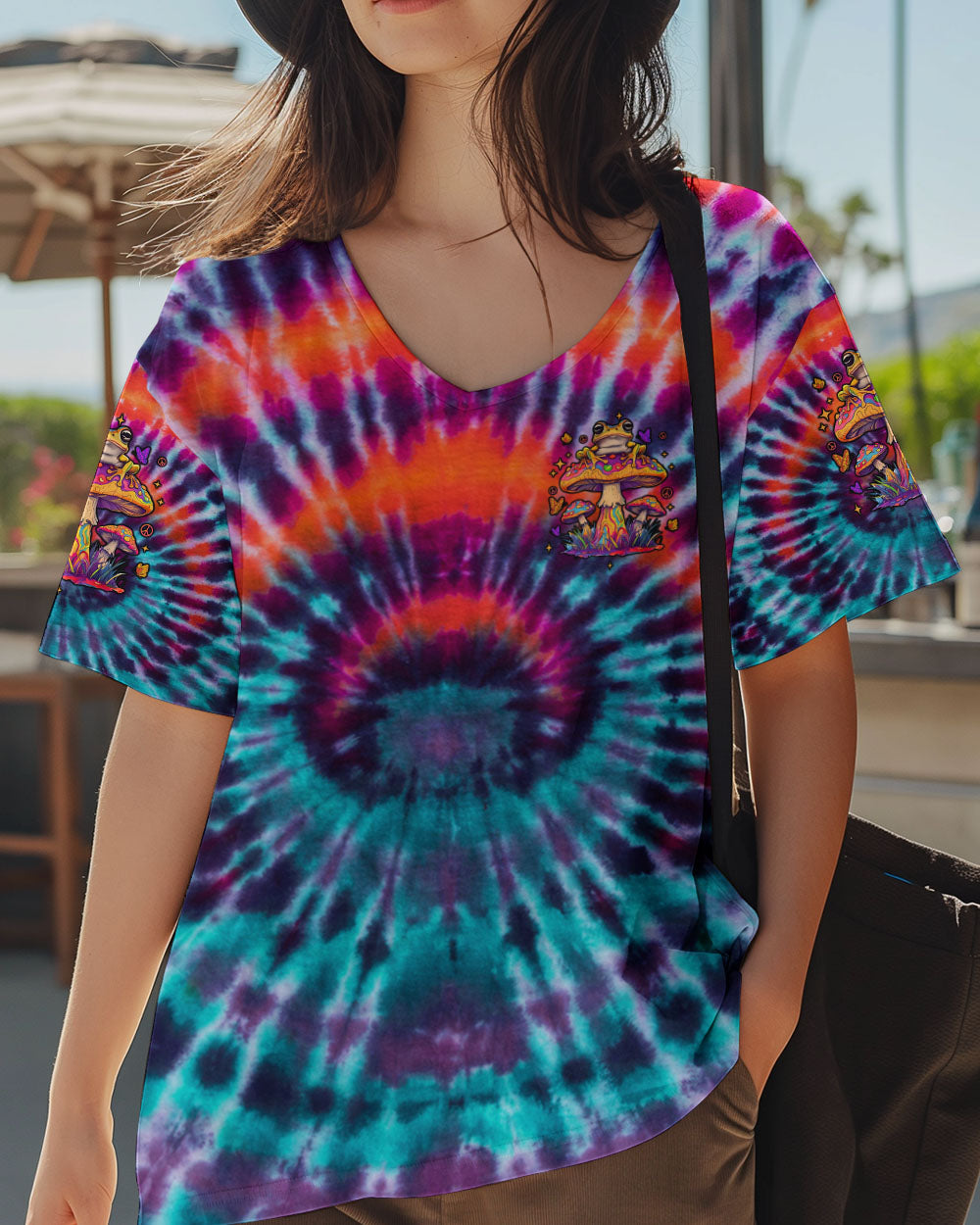 EAT MUSHROOMS SEE THE UNIVERSE FROG TIE DYE ALL OVER PRINT  - TLTW0302251