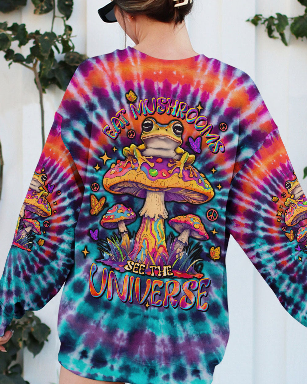 EAT MUSHROOMS SEE THE UNIVERSE FROG TIE DYE ALL OVER PRINT  - TLTW0302251