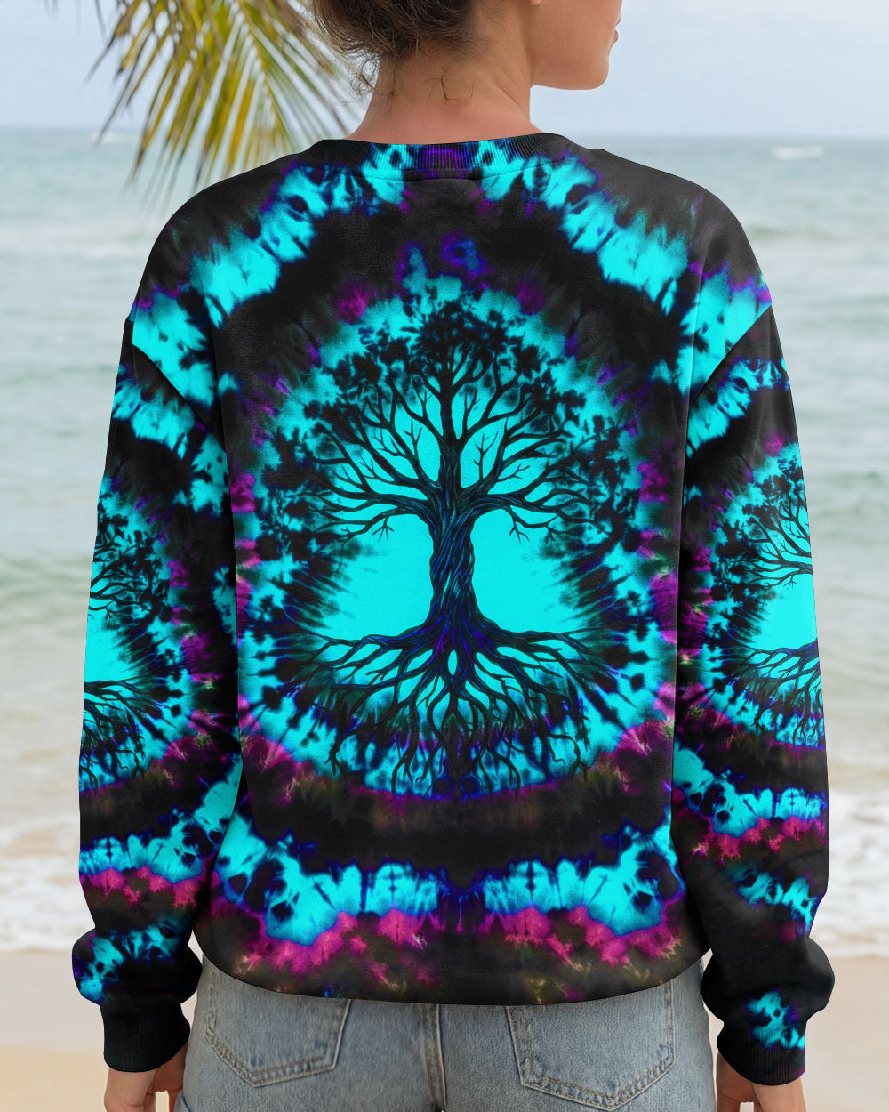NEON TEAL SWIRL TREE OF LIFE ALL OVER PRINT - YHHN0202262