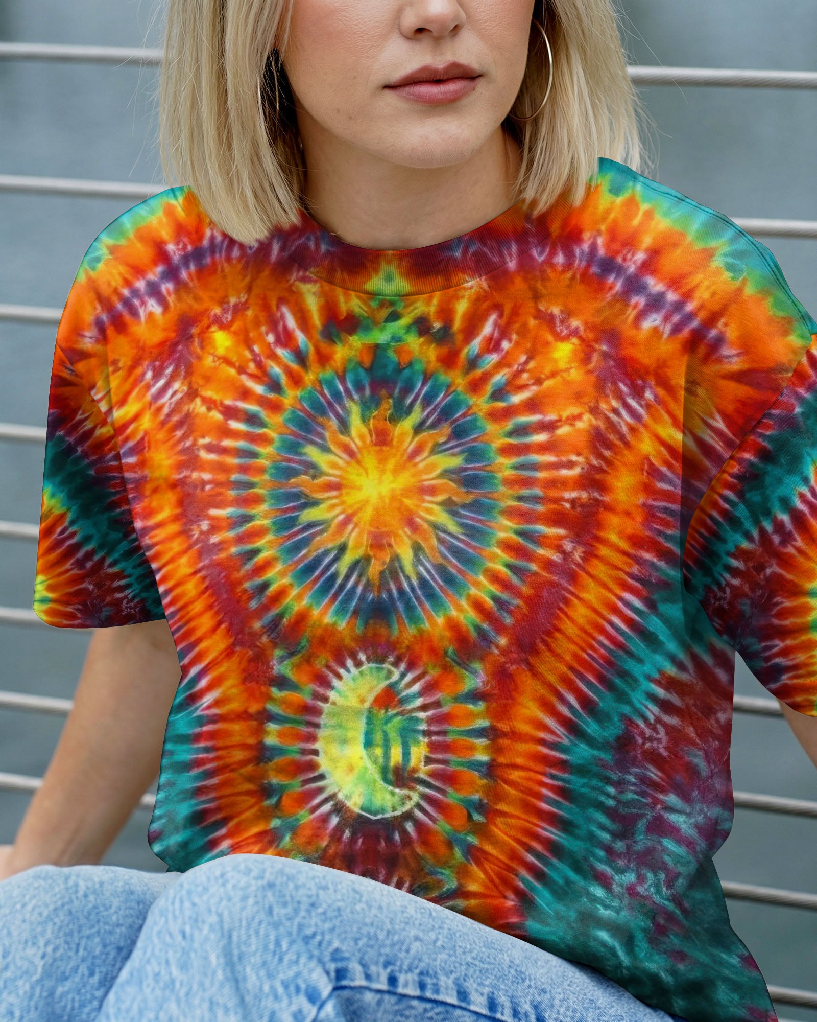 HIPPIE SUN MOON STARS SWIRL ALL OVER PRINT  - TLTW0304263