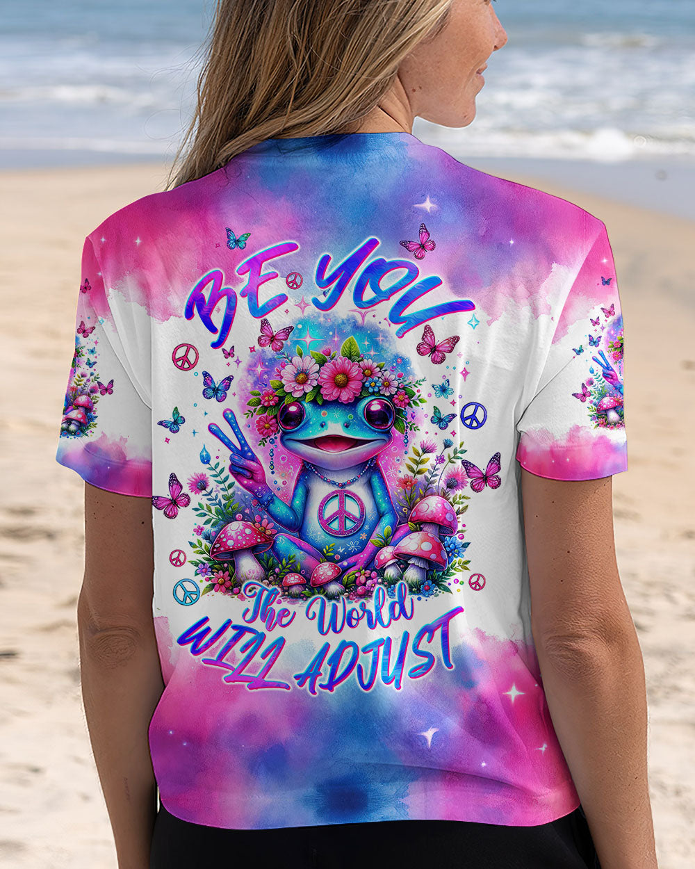 BE YOU THE WORLD WILL ADJUST FROG TIE DYE  ALL OVER PRINT  - TLTW0401245