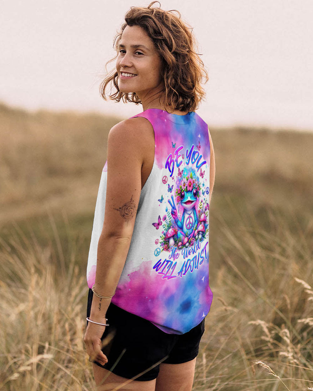 BE YOU THE WORLD WILL ADJUST FROG TIE DYE  ALL OVER PRINT  - TLTW0401245