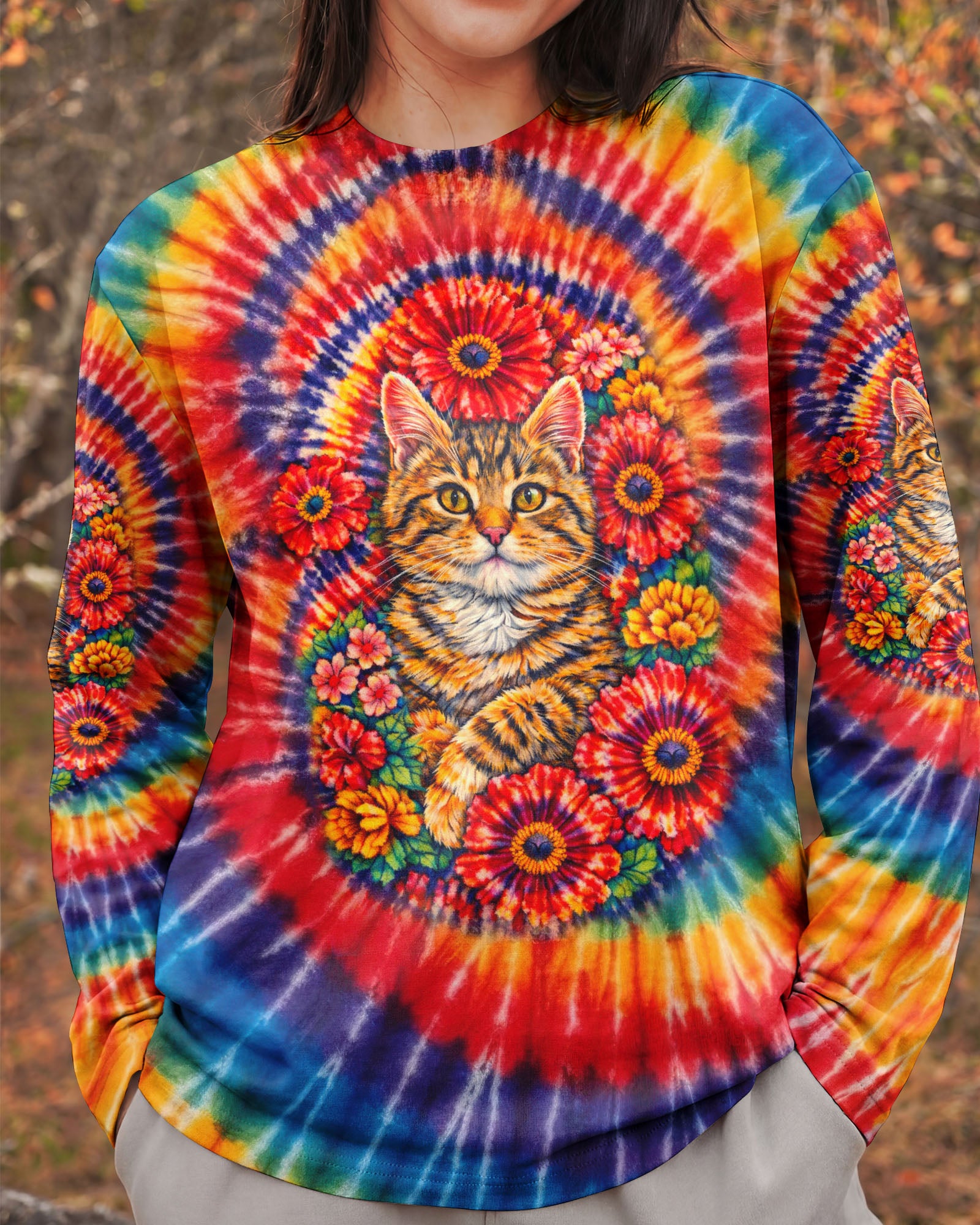 FLORAL CAT SWIRL ALL OVER PRINT - TLTW0403262