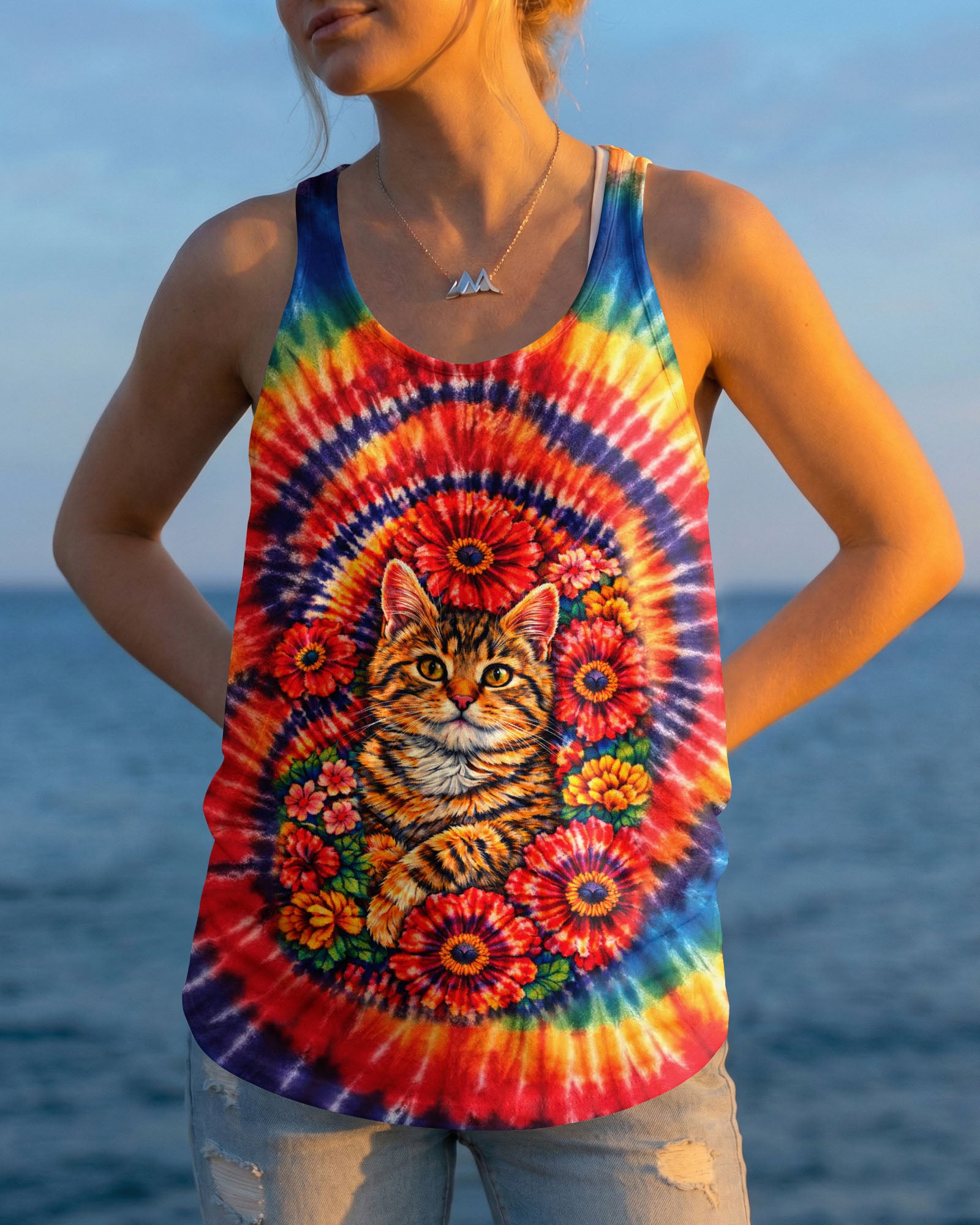 FLORAL CAT SWIRL ALL OVER PRINT - TLTW0403262