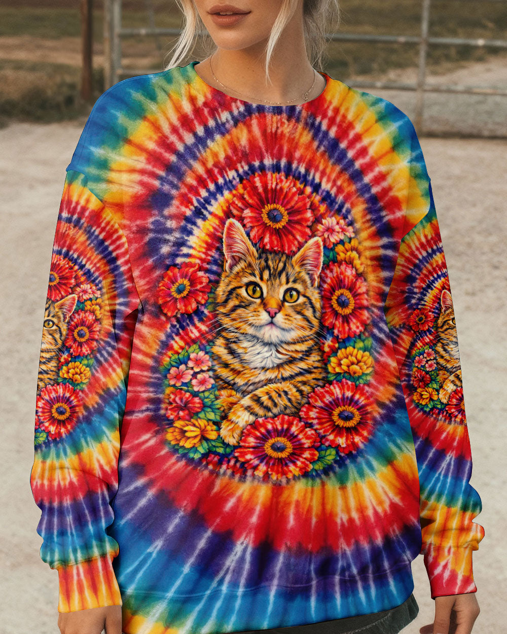 FLORAL CAT SWIRL ALL OVER PRINT - TLTW0403262